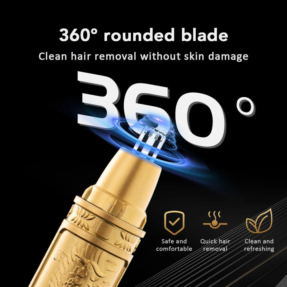 Men's Electric  Ear and Nose Hair Trimmer 360 Rotating Dual-Blade Electric Shaver Professional Ear Nose Hair Clipper Facial Hair
