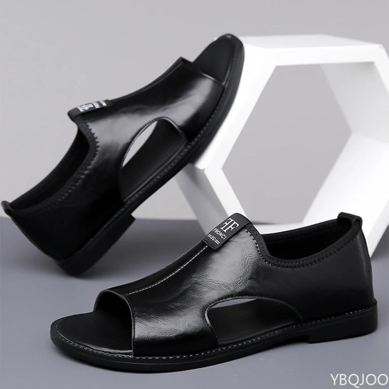 2025 Roman Sandals Summer new Men's Shoes Casual anti-skid driving leather shoes Breathable trendy soft soled Male sandals Homme
