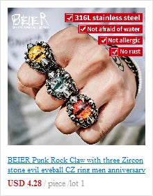 BEIER High Quality Aragorn II Barahir Snake Stainless Steel Men Ring Jewelry BR8-599