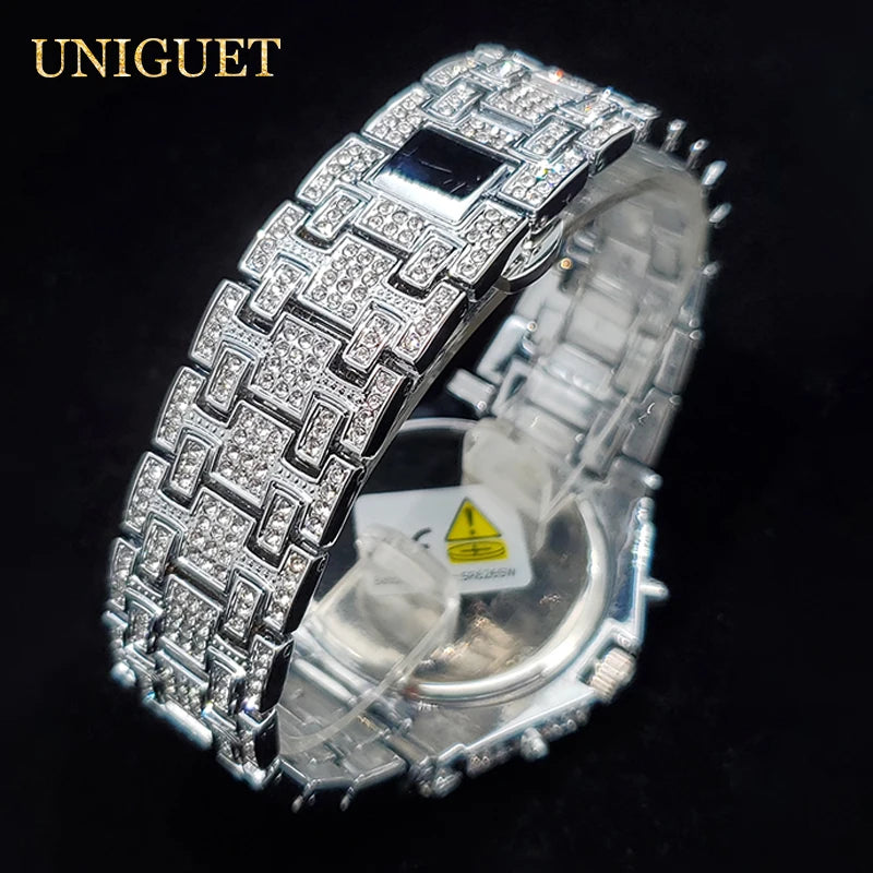 Luxury Watch For Men Full Iced Diamond Quartz Watches For Man Bright Zircon Hip Hop Hand Clock Luminous Waterproof reloj hombre
