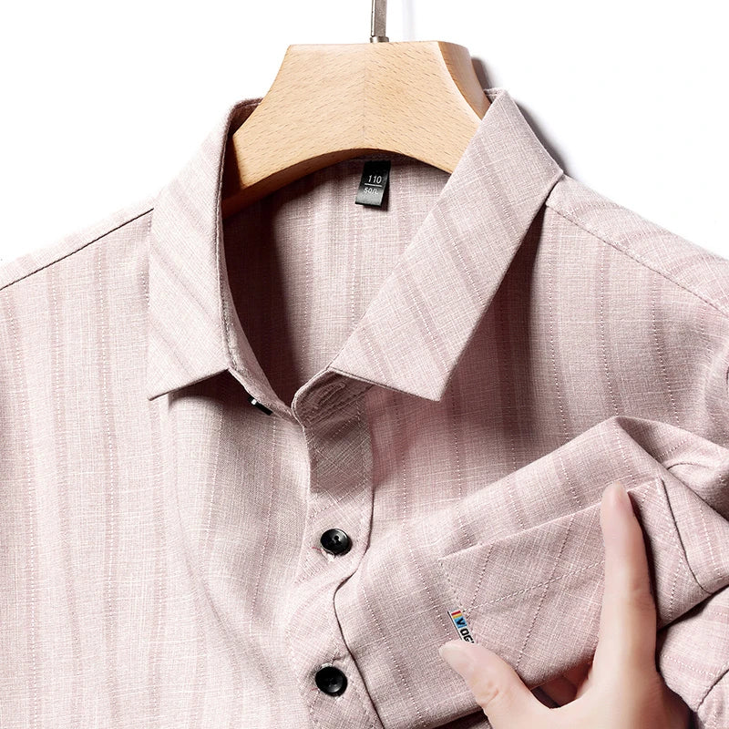 New Men's Business Casual Short Sleeved Printed Shirt with Wrinkle Resistance No Ironing Comfortable All Season Versatile Top