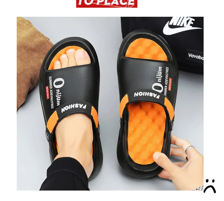 Pallene Summer Men's Slippers EVA Lightweight Slides Indoor Outdoor Sandals Leisure Beach Shoes Comfort Soft Sole Men's Slippers