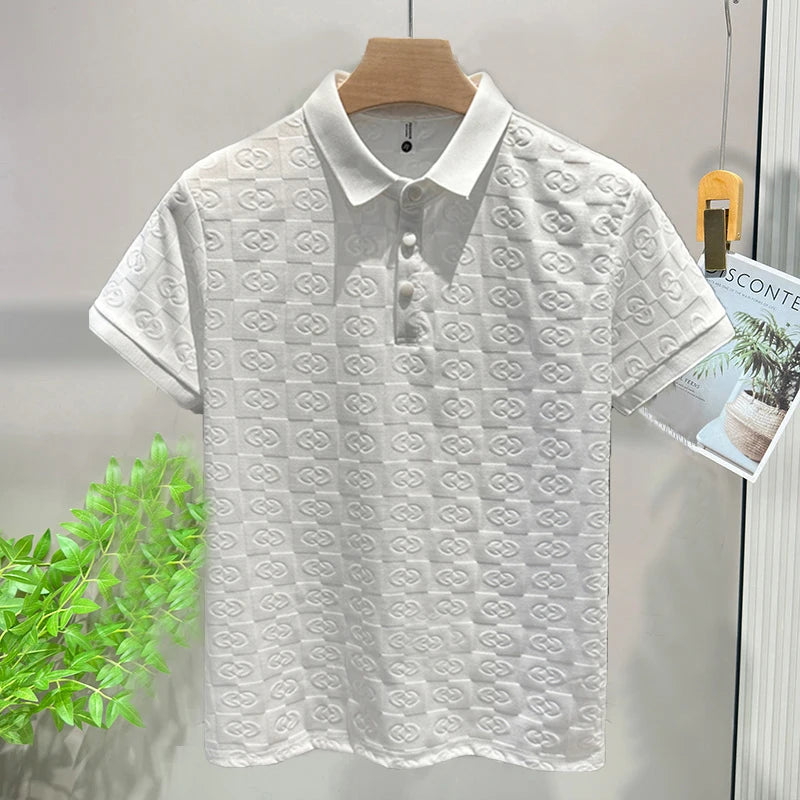 Best Polo Shirt Men 2025 Summer White Polo Shirt Luxury Breathable Solid Short Sleeve Office Business Casual Polo T shirt Men
