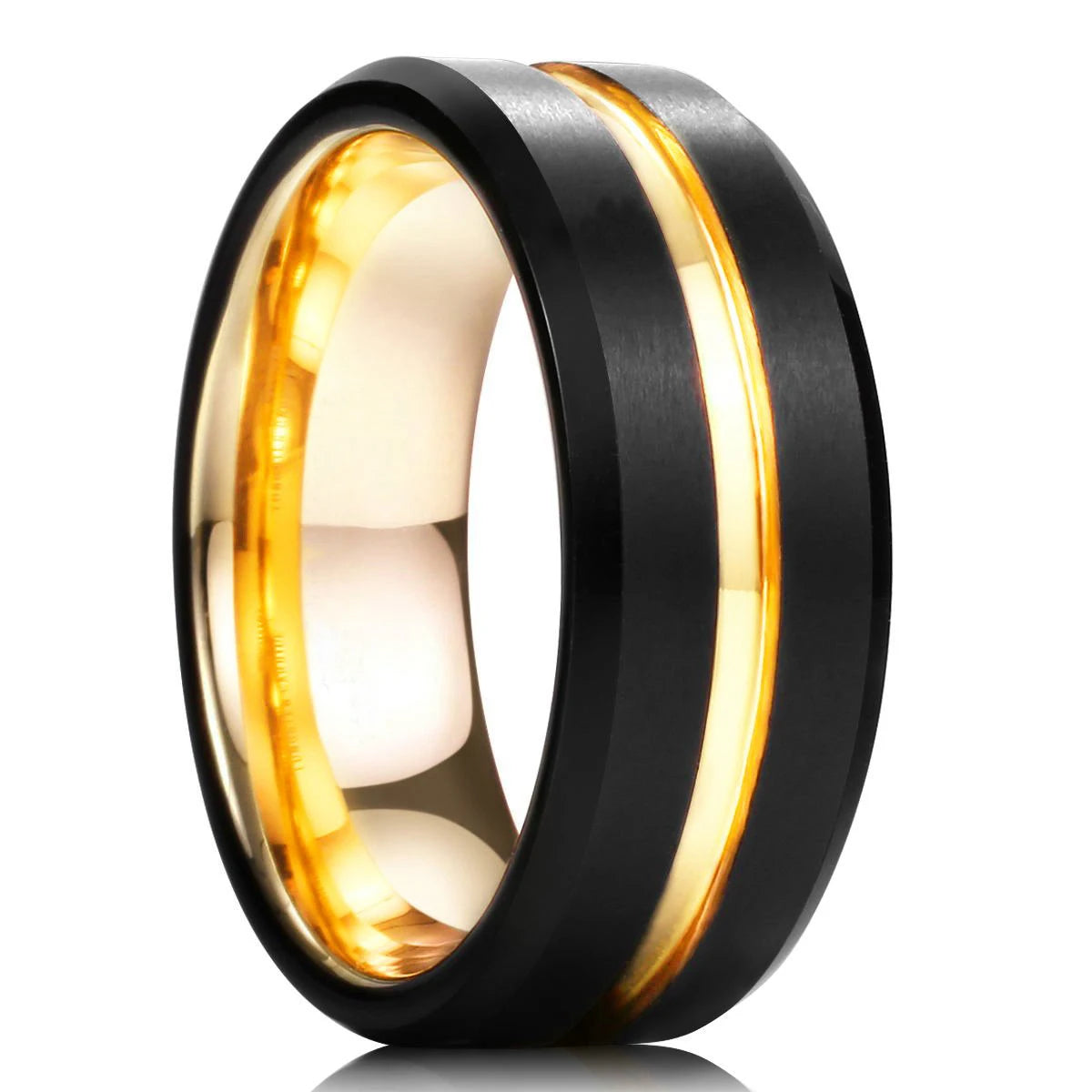 Fashion 8mm Green Color Titanium Stainless Steel Rings for Men Women Black Brushed Men Promise Rings Wedding Party Jewelry Gifts