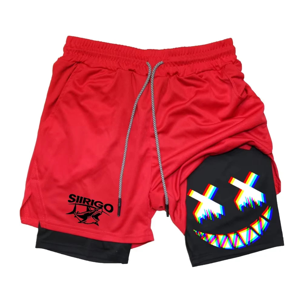 Anime Shorts for Men Hot Shorts for Men Exercise Gym Jogger Exercise Shorts Quick Dry Light Weight Bodybuilding Shorts 2 in 1