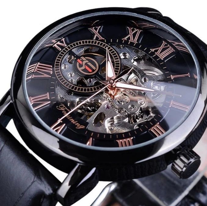 Fully Automatic Movement Mechanical Watch for Men 2024 New Business Casual Breathable Leather Band Sport Watches