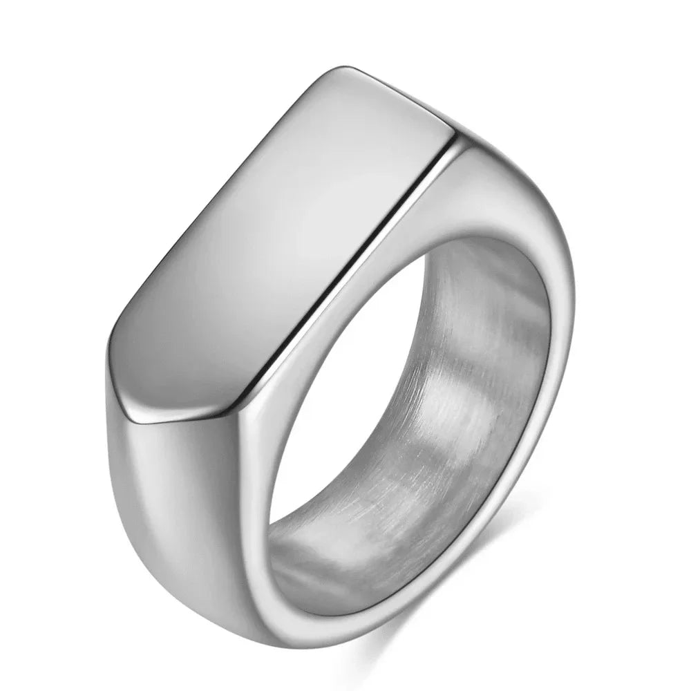 Customized Women Signet Ring Name Letter Pattern Logo Stainless Steel Rings Punk Candid Fashion Jewelry Male Wedding Accessories