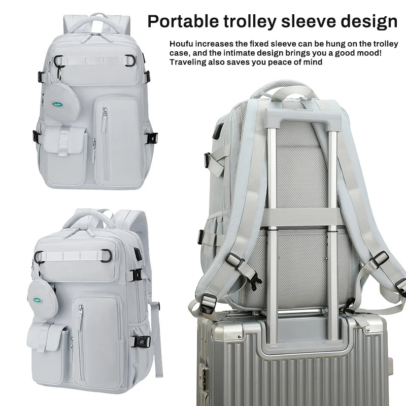 Fashionable large capacity multi pocket multifunctional outdoor travel backpack, handbag hiking bag suit