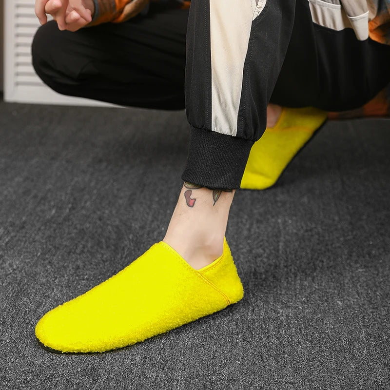 Men Winter Slippers Women Warm Shoes Soft Plush Flats Casual Shoes Male Loafers Lightweight Home Walking Couples Shoes Footwear