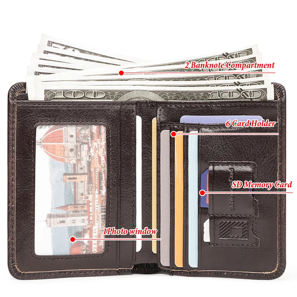 HUMERPAUL Slim Soft Real Leather Wallet for Men RFID Blocking Bifold Multi-card Card Holder ID Purse Male Thin Front Pocket