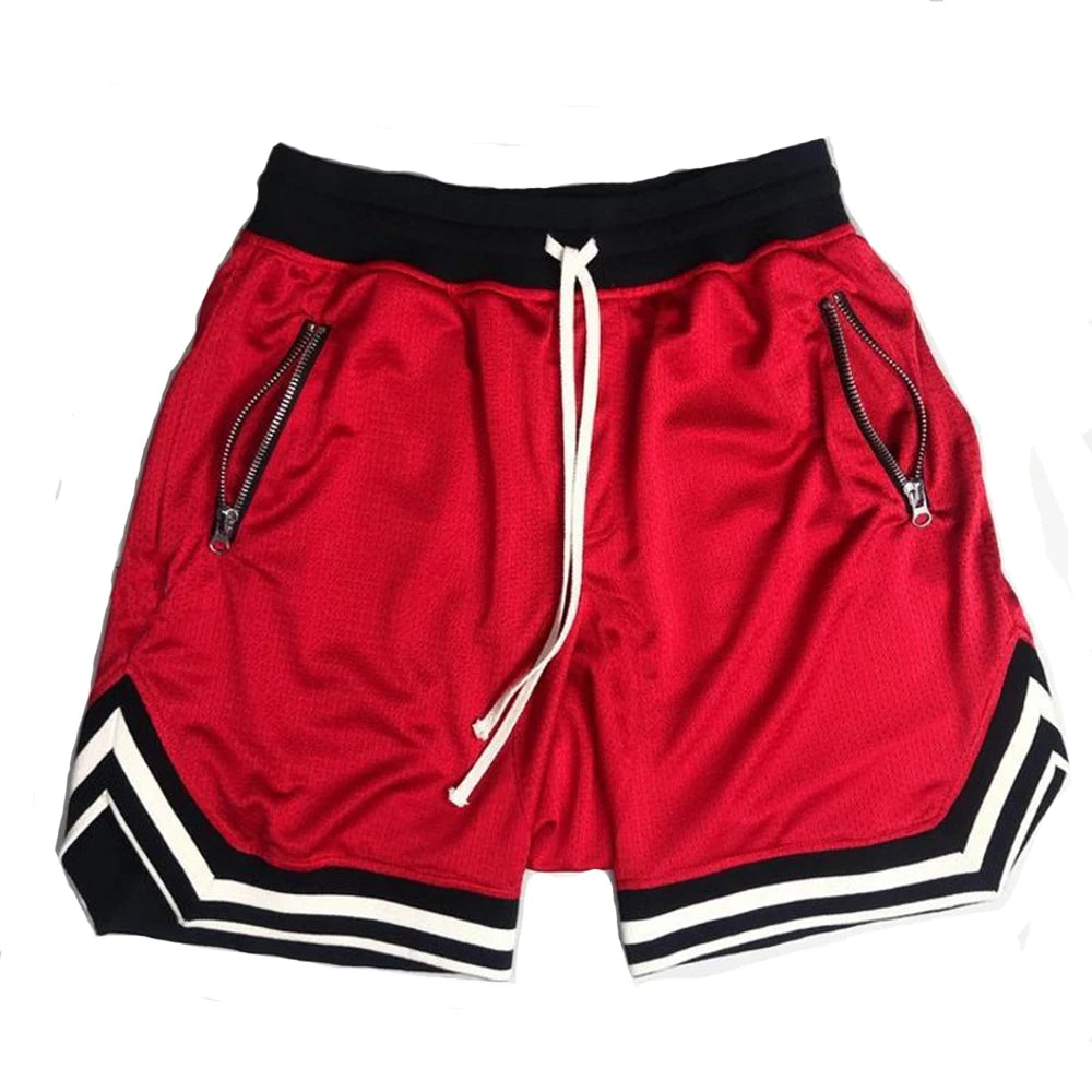 Mens Fire Red Shorts Casual Basketball Shorts Gym Fitness Short Joggers Shorts Workout Bodybuilding Breathable Board Shorts Male