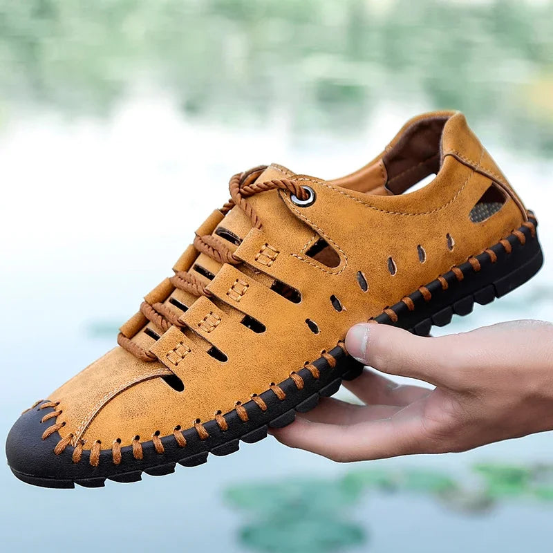 Men Leather Sandals Comfortable Outdoor Casual Shoes 2022 Summer Beach Casual Walking Male Sneakers Men Beach Casual Sandals