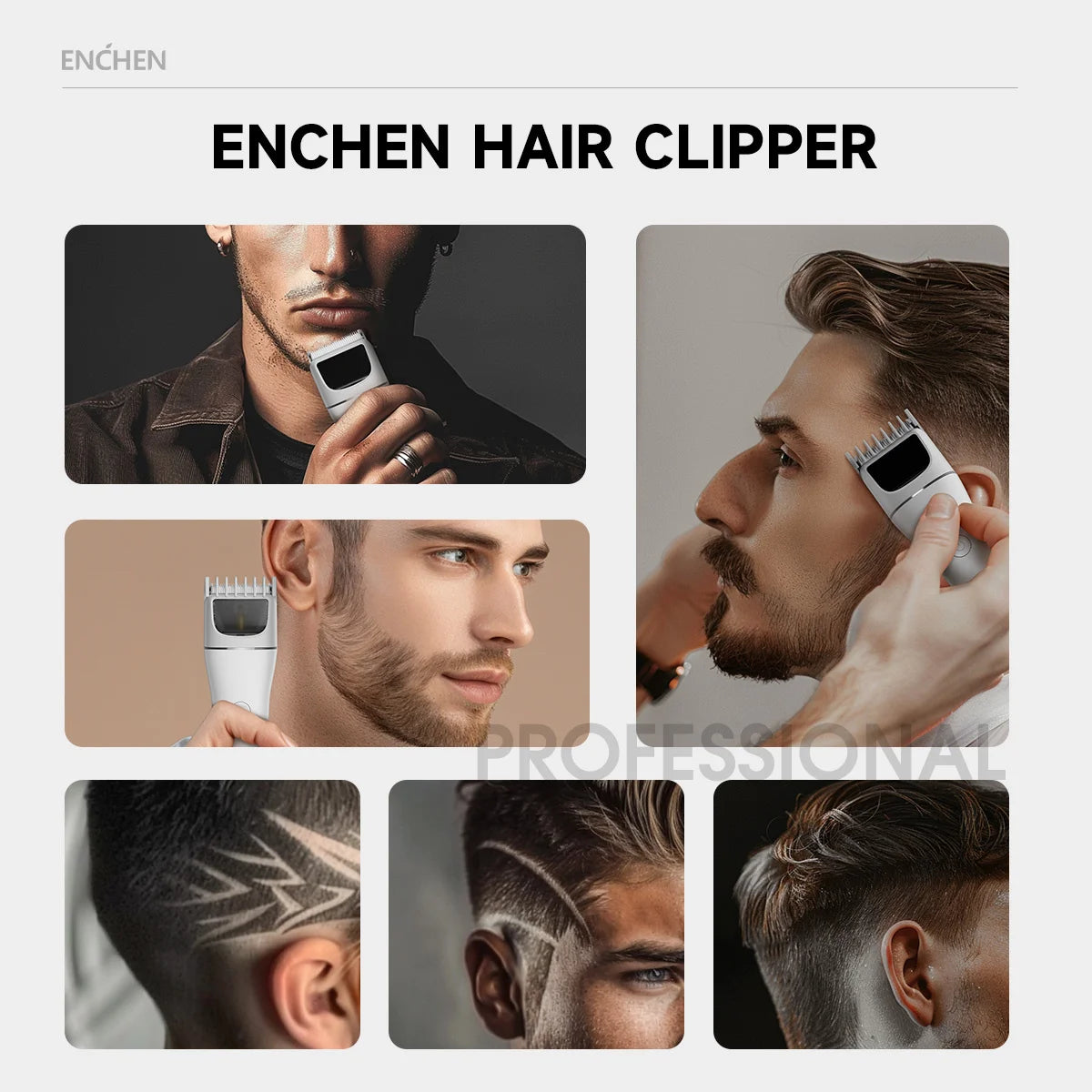 ENCHEN Hair Clipper Electric Barber Clippers Rechargeable Hair Cut Machine Cordless Beard Trimmer Travel Clipper for Men Boost 2
