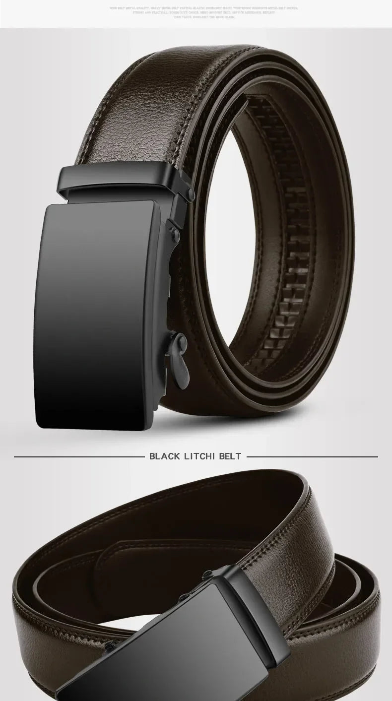 Automatic Buckle Belt for Men Famous Brand Business Belt Men PU Leather Waist Straps Black Male Jeans Belts for Men