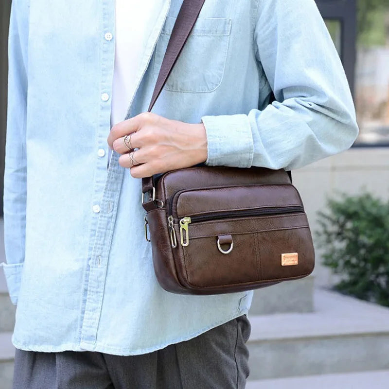 Men's PU Leather Crossbody Shoulder Bags High quality Tote Fashion Business Man Messenger Bag  Leather Bags fanny pack