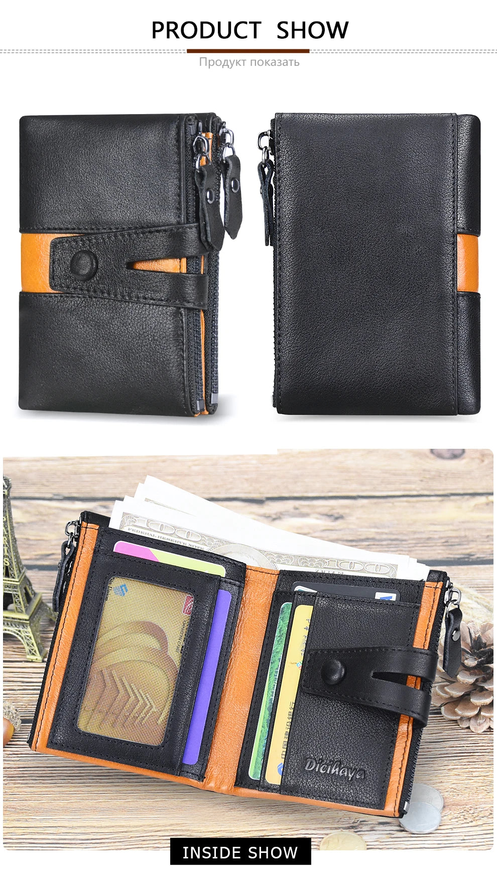 Genuine Leathe Men Wallet Luxury Desig Bifold Short Wallets Male Hasp Vintage Purse Coin Pouch Multi-functional Card Pocket