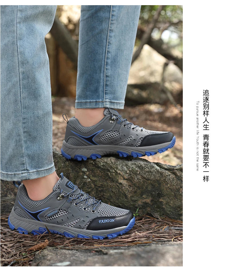 2025 Hiking Shoes for Men Non-slip Trekking Sneaker Spring Summer Breathable Rock Climbing Shoes Men Sport Outdoor Sneakers Man