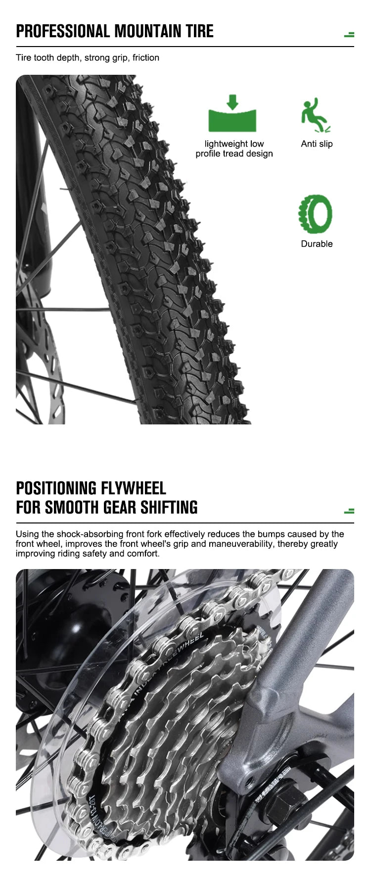 Folding Snow Mountain Bike High Carbon Steel Frame Dual Disc Brakes Soft Tail Design 4.0 Tire Width Wheels 7-Speed