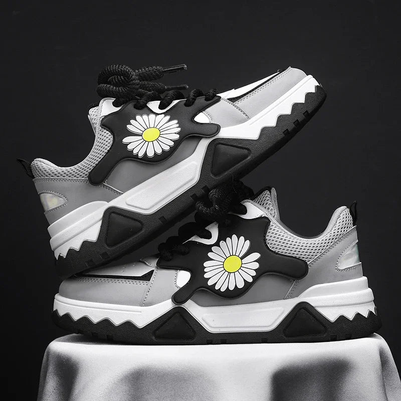 Sneakers Men Trendy Mixed Color Lace-up Thick-soled Casual Shoes Non-slip Shoe Round Toe Men Board Shoes Zapatillas Hombre