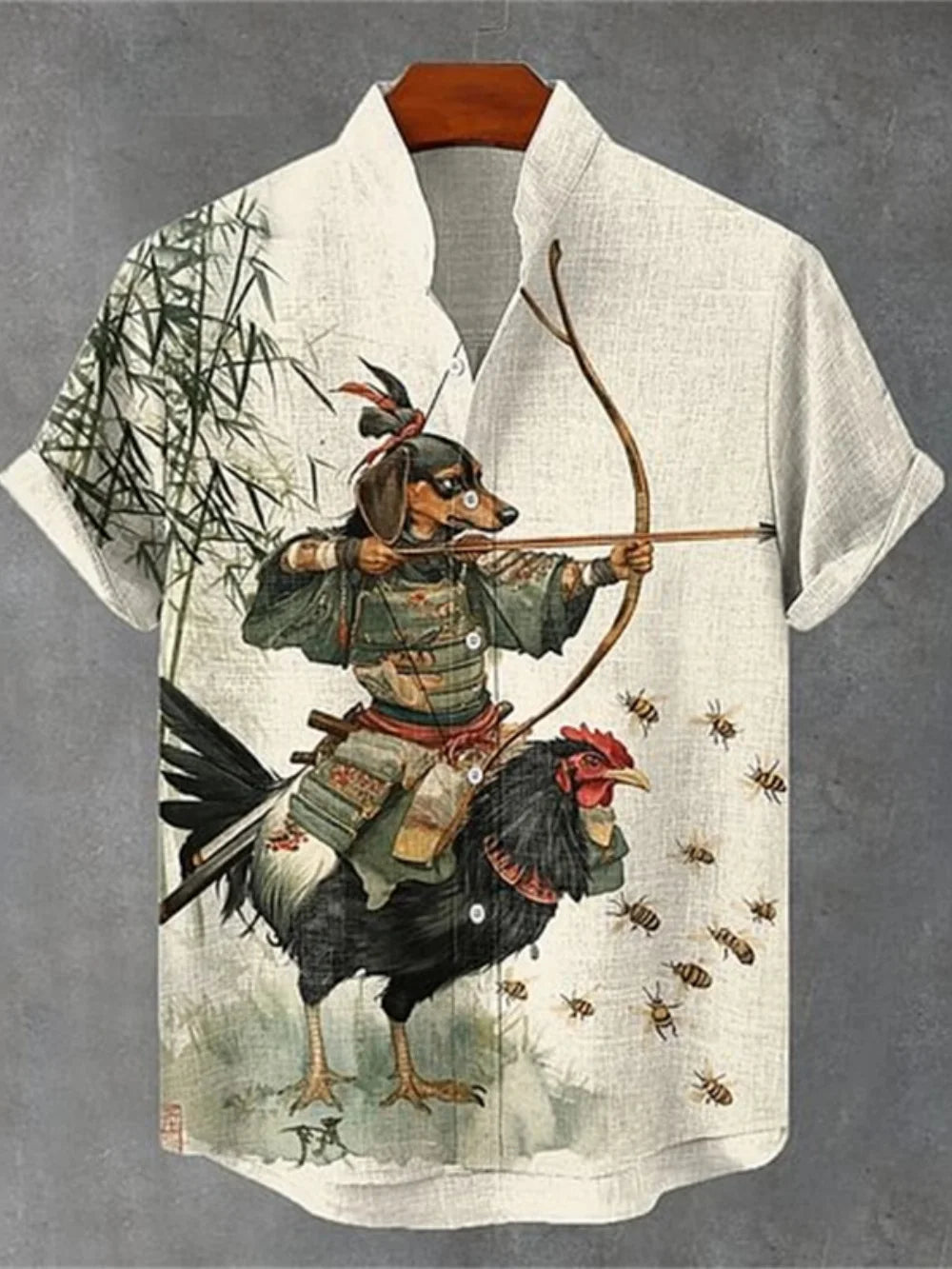 Men's Summer Linen Shirt Short Sleeve Stand up Collar Printed Street Casual Outdoor Vacation Fashionable Clothing