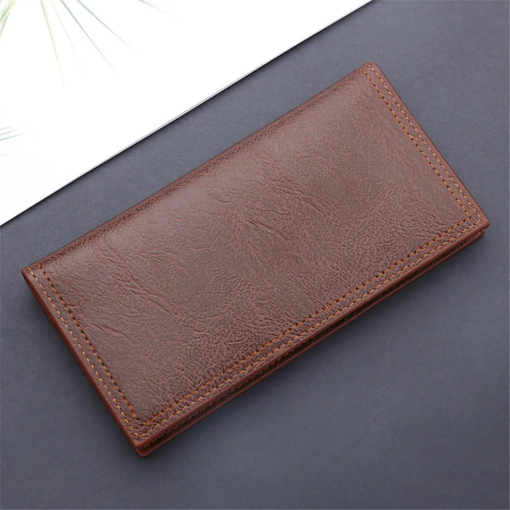 Fashion Men Wallets Long Pu Leather Vintage Thin Zipper Purse Man Credit Card Holder Brand High Quality Male Wallet Money Purses
