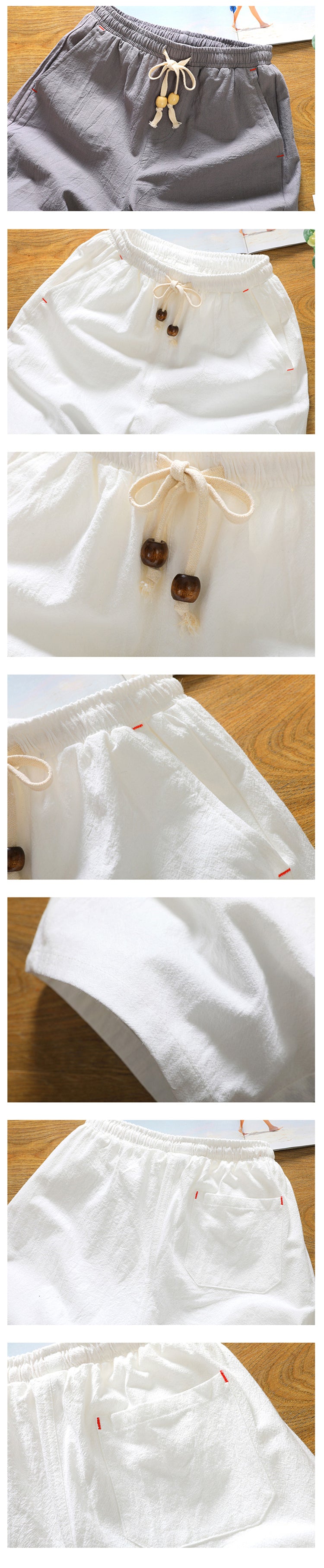 Summer Shorts for Men Cotton Elastic Waist Solid Color Loose Fitting Casual and Versatile Breathable Pure Cotton Home Pants