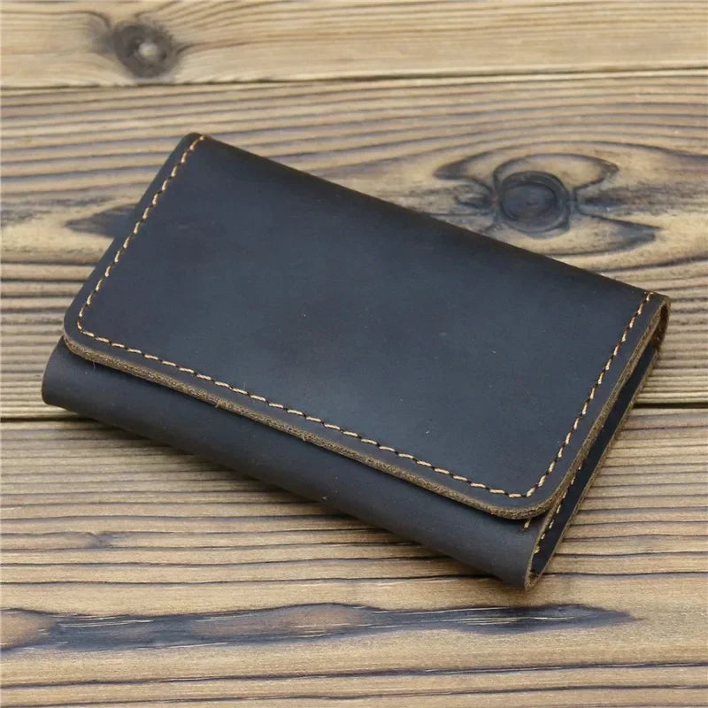 Handmade Vintage  Leather Men Wallet Men Purse Cowhide Leather Short Card Wallet for Male Money Clips Money Bags New