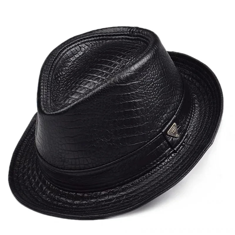 Male High Quality Genuine Leather Sheepskin Formal hat Gentleman Cow Skin Short Brim Yellow Brown Top Hat Male Shows Gentleman