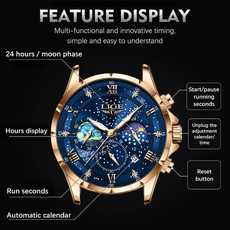 LIGE Top Brand Luxury Watches For Men Casual Business Quartz Mens Watch Fashion Waterproof Luminous Date Wristwatch Reloj Hombre