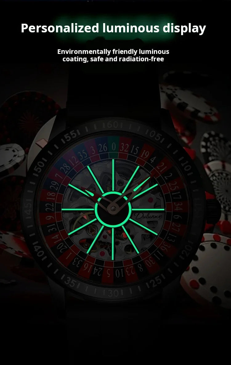 Men Mechanical Watch Automatic Luxury Gambling Rotating Plate Dial Wristwatch Man Casual Waterproof Luminous Clock Reloj Hombre