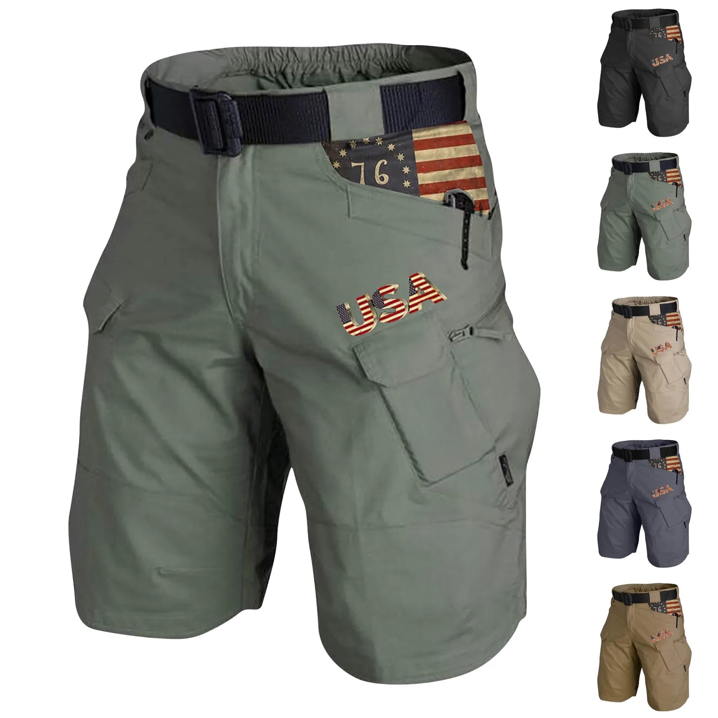Men's Cargo Shorts Cotton Linen Wear-resisting Multi-Pockets printing shorts Casual Outdoors Loose Hiking Trekking Sweatpants