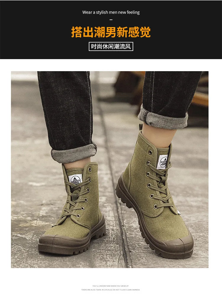 New Fashion High-top Mens Boots Outdoor Comfortable Mens Casual Boots Jungle Mountaineering Men Shoes Wide Bottom Platform Boots