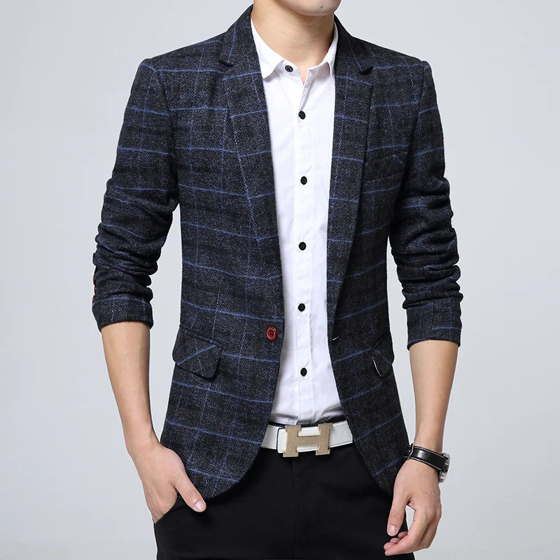 Men's Suit Jacket Casual Business Blazer Elegant Black Slim Fit Navy Blue Red Spring Autumn  Male Suits Blazer Coat