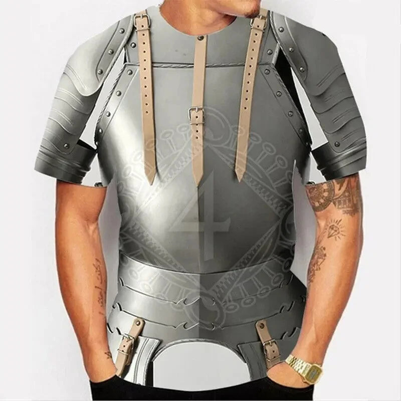 Mens T-Shirts For Men Clothing Oversized Tees Unisex Armor Graphic 3D Print Summer Casual Short Sleeve Armour Tops
