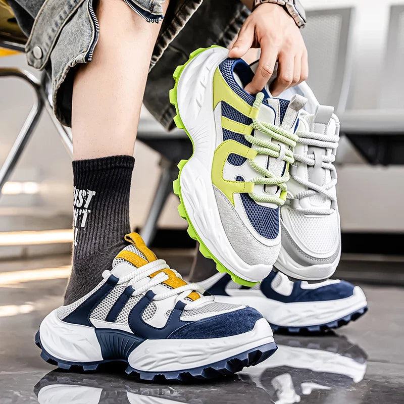 Sneakers for Men Fashion Green Half Breathable Summer Chunky Shoes Men Streetwear Platform Sneakers Man Sports Casual Shoes 2025
