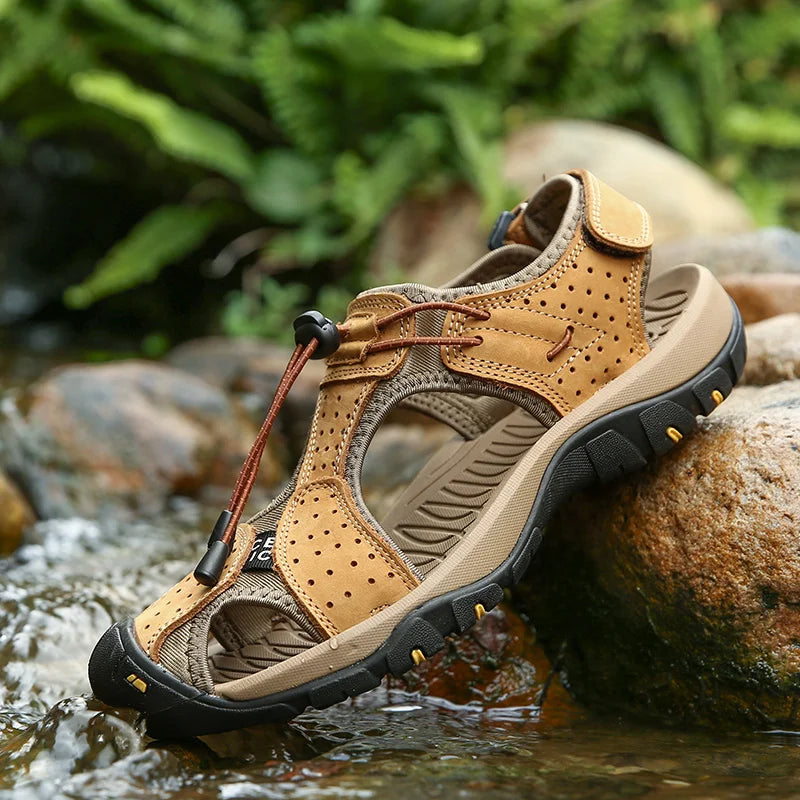 Summer Hiking Sandals for Men Quick Dry Outdoor Trail Walking Closed Toe Water Sandals Casual Lightweight Summer Beach Shoes