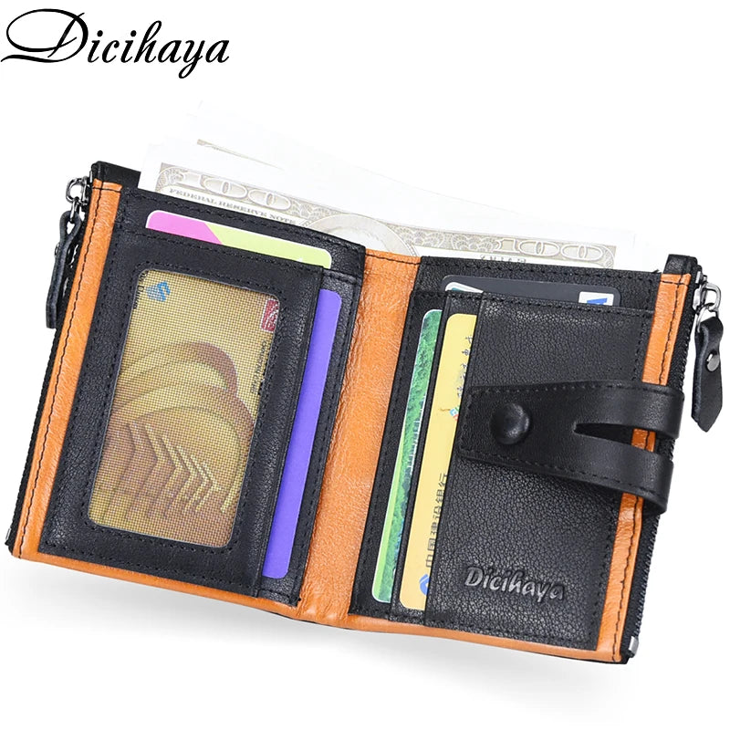 Genuine Leathe Men Wallet Luxury Desig Bifold Short Wallets Male Hasp Vintage Purse Coin Pouch Multi-functional Card Pocket