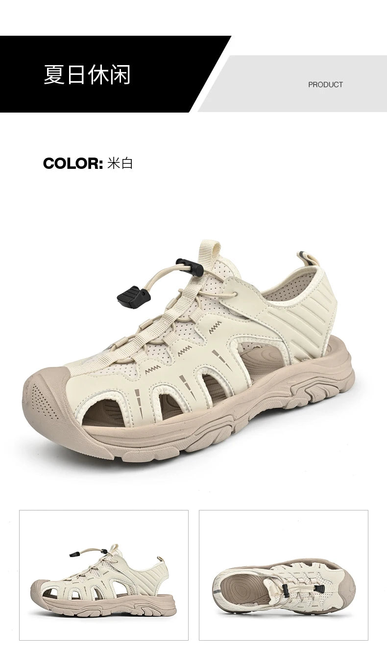 Jumpmore Fashion Men's Leather Sandals Summer Outdoor Hiking Shoes Size 38-45