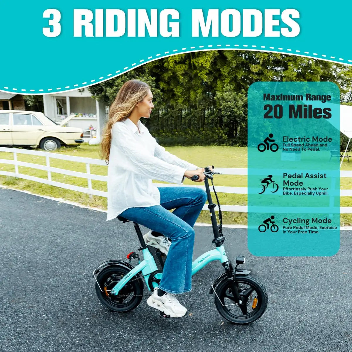 14" Adults Electric Bike, 10.4Ah Battery, 500W Motor, 20Mph Top Speed, Step Through Adult Electric Bicycles, Mini, Customized