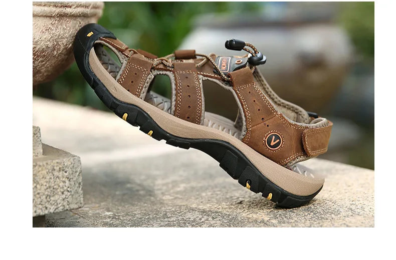 Men Sandals Summer New Large Size Outdoor Casual Beach Shoes Anti Slip Durable Breathable Toe Cover Sandals244