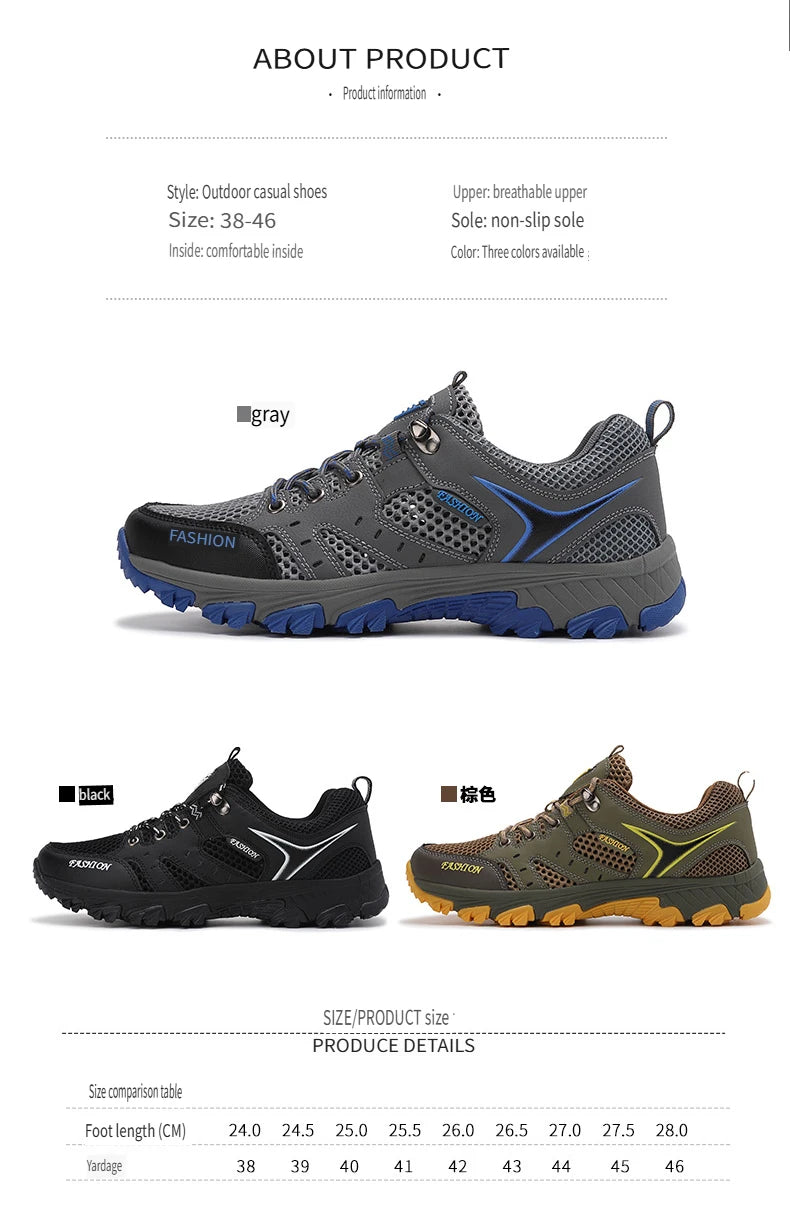 2025 Hiking Shoes for Men Non-slip Trekking Sneaker Spring Summer Breathable Rock Climbing Shoes Men Sport Outdoor Sneakers Man