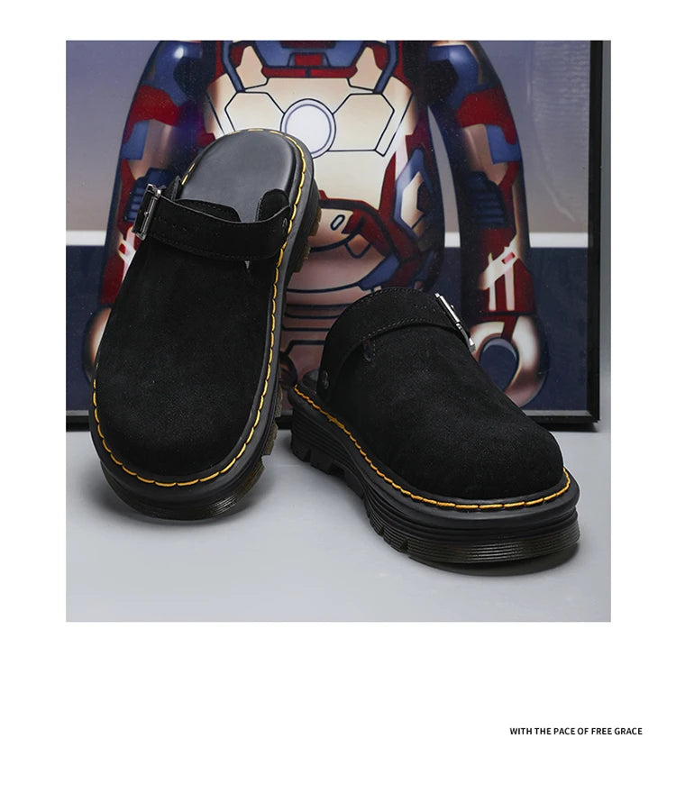 Summer Half Slippers for Men Non Slip Beach Shoes Classic Clogs Shoes Men's Slippers Fashion Big Leather Casual Slippers