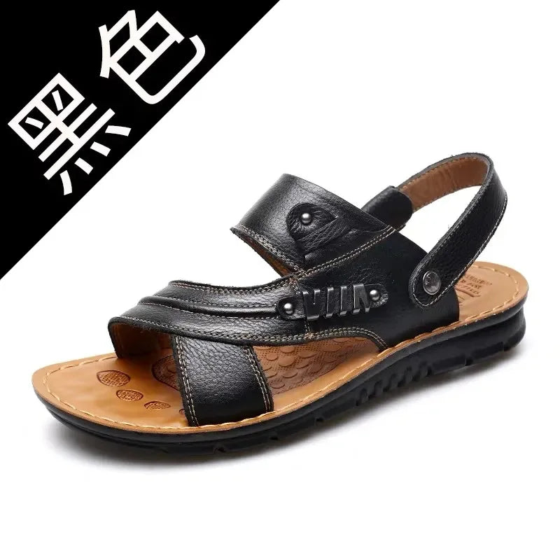 Men's Sandals Fashion Casual Leather Sandals Outdoor Non Slip Trekking Sandalias Summer New Beach Shoes for Man Designer Slipper