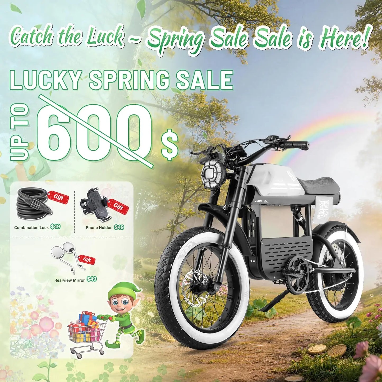 1700W Electric Dirt Bike 48V 30Ah 36MPH 90Mile Range 20In Fat Tire Dual Disc Hydraulic Brakes Adult Off Road, Customized