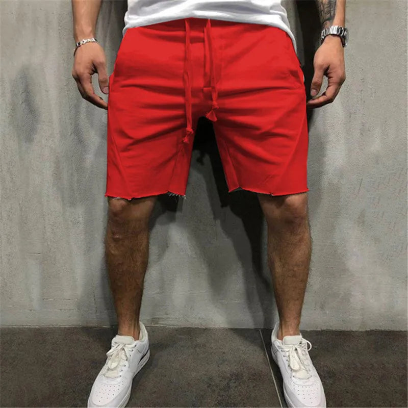 Men's Summer Casual Shorts Male Gym Fitness Sports Quick Dry Ragged Cutoff Training Hip Hop Running Loose Basketball Short Pants