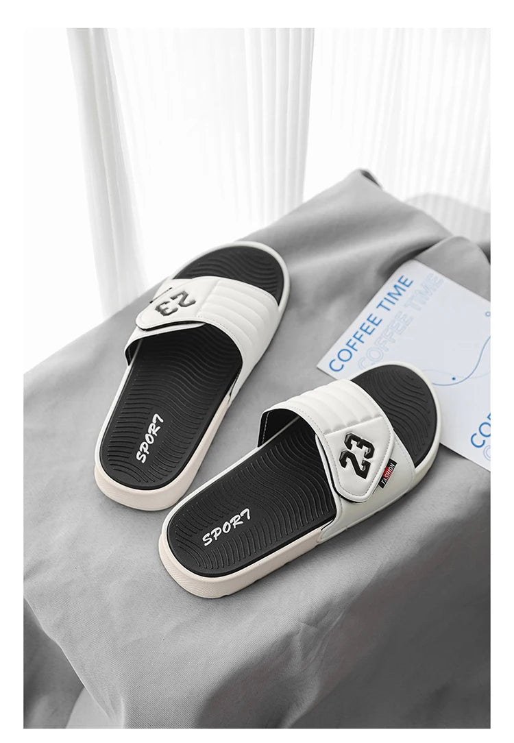 Men's fashion slippers comfortable flat home bathroom slippers soft-soled outdoor beach shoes plus size slippers men 39-47