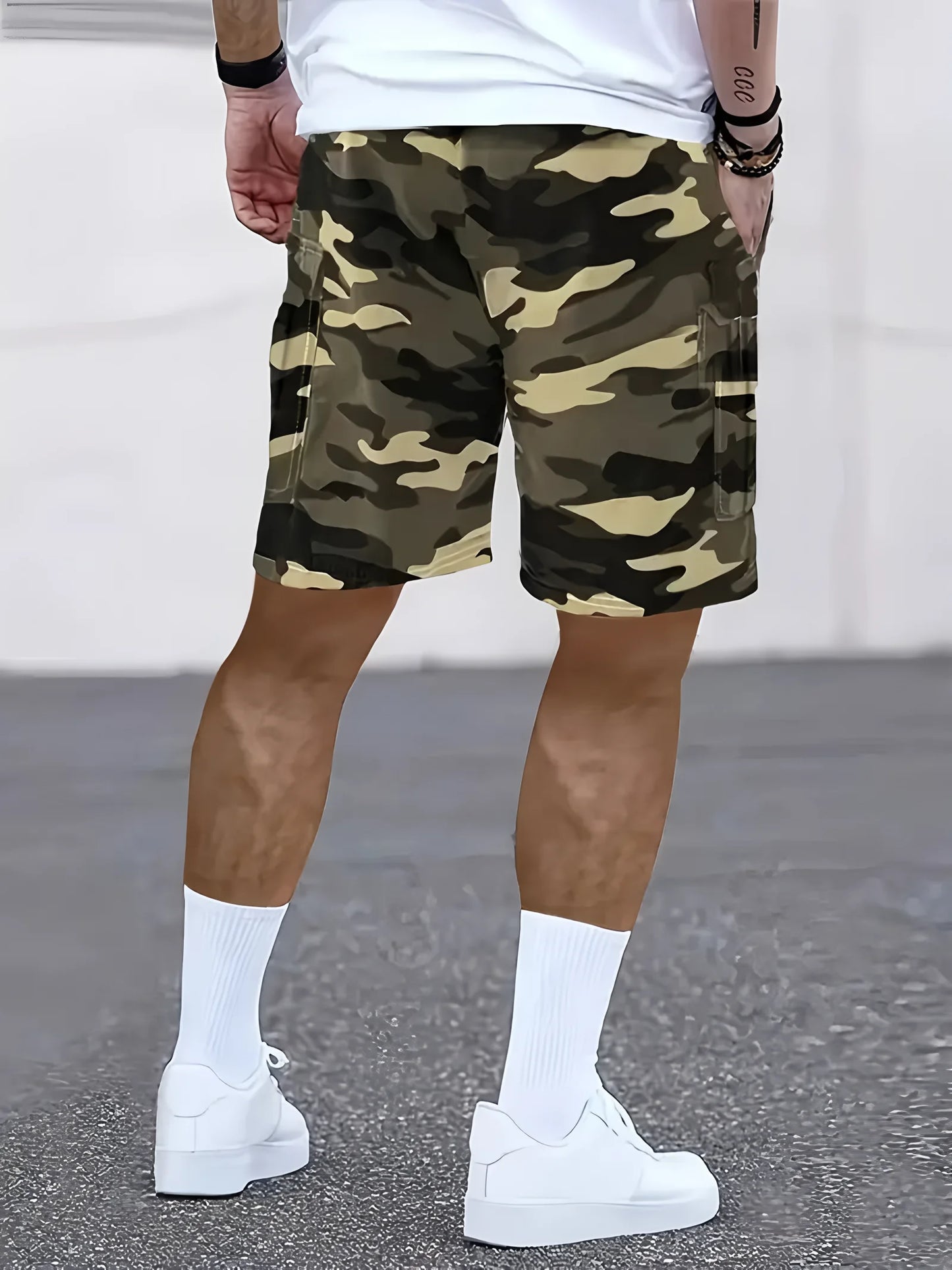 Men's Shorts Summer Casual Jogging Cargo Shorts Loose Multi-pockets Elastic Waist Work Hiking Overalls Short Pants