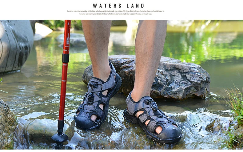 Men Sandals PU Leather Male Summer Shoes Outdoor Walking Beach Flat Sandals Shoes For Men Sneakers sandalias hombre