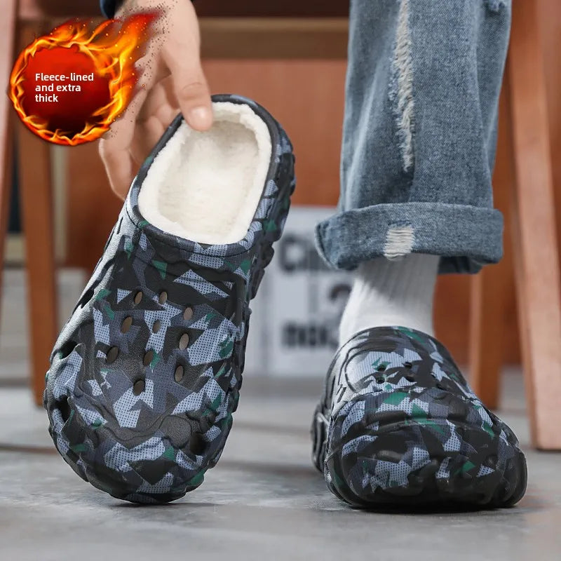 New Men Winter Slippers Indoor Comfortable Warm Slippers Summer Removable Sandals Men Casual Non Slip Plush Fur Slippers for Men