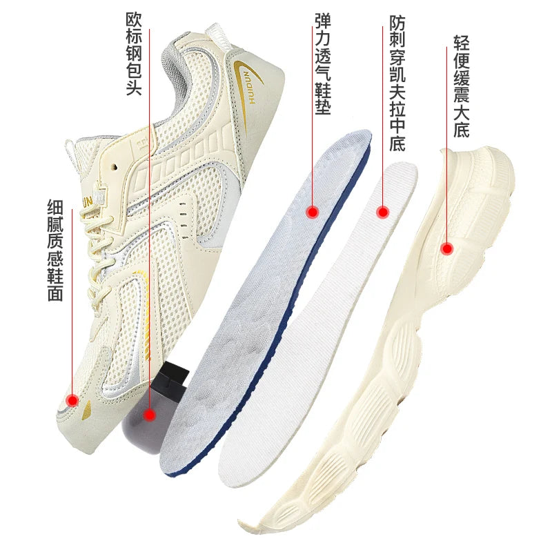 Men Safety Shoes man Lightweight Comfor work shoe womensecurity steel toe Sneakers Breathable Non-Slip summer Hiking work boots